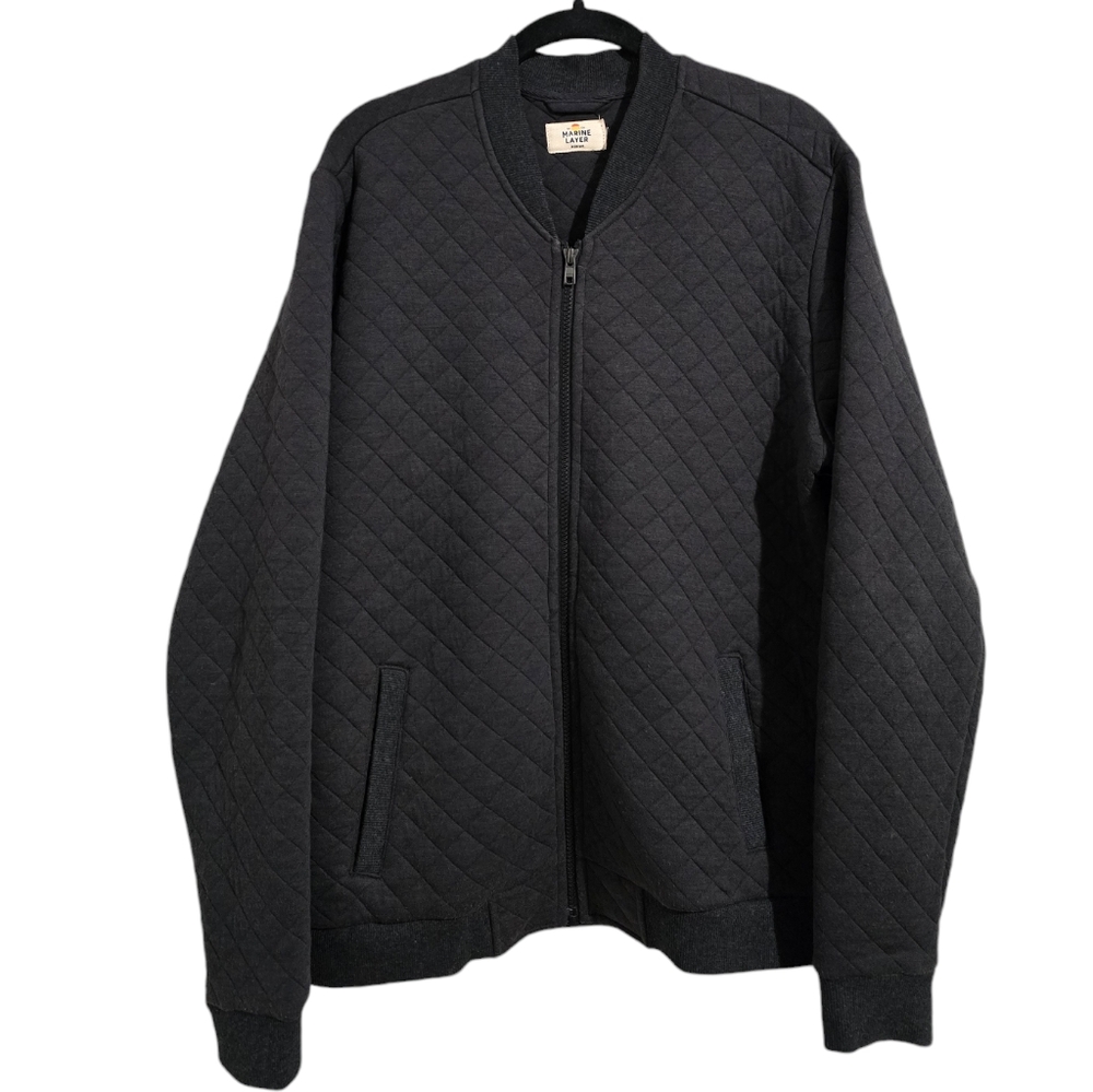 Marine Layer Corbet Quilted Full Zip Jacket Charcoal Grey size M